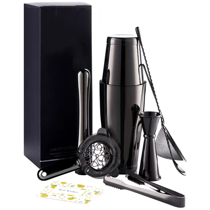 
2021 7 piece luxury stainless steel cocktail bar set shaker set 