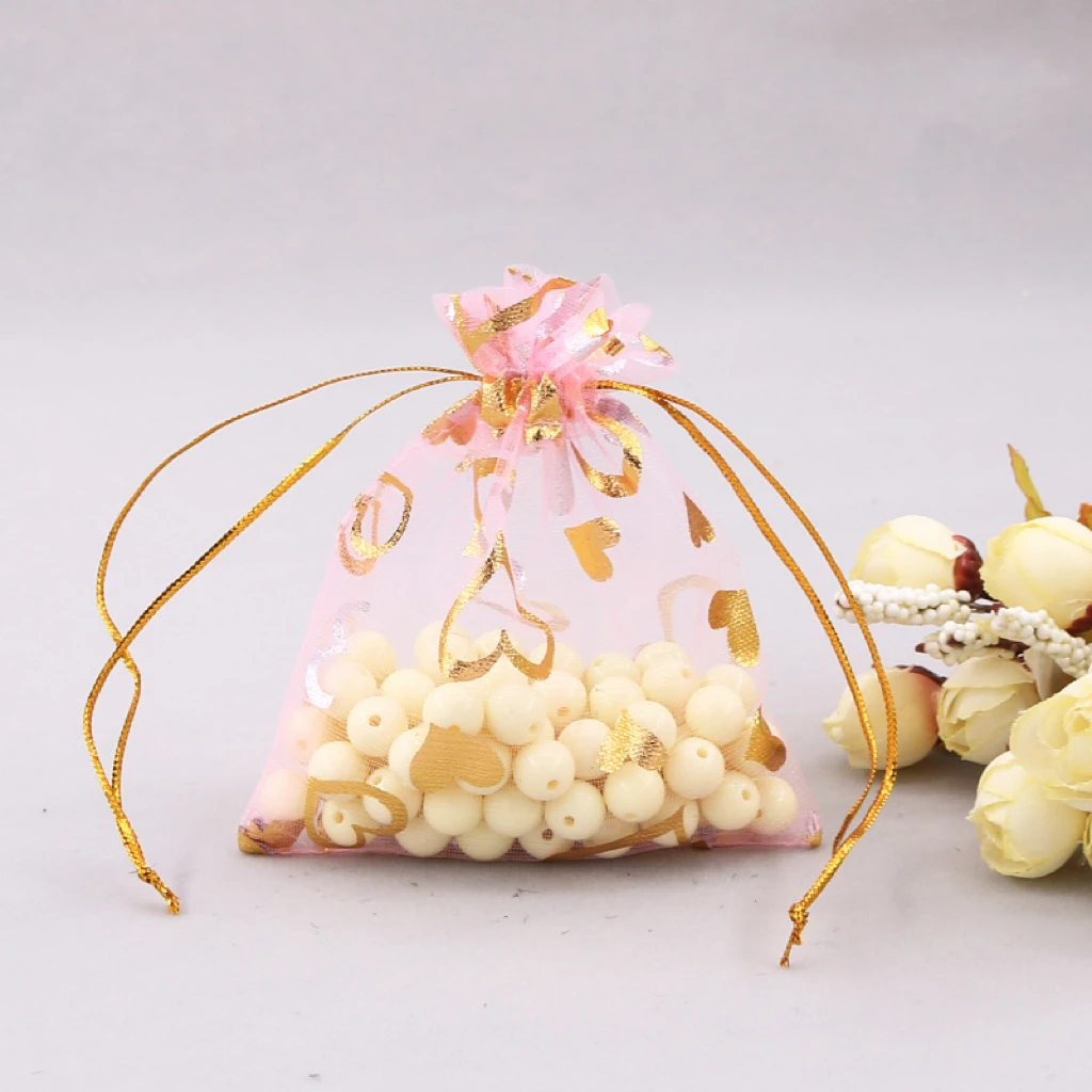 Organza Pouch Gift Bag Colorful Printed Small Drawstring Custom Organza Bag