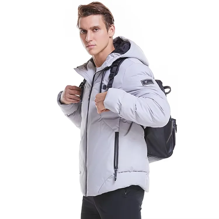 Mid-Length USB Heated Cotton Jacket for Men Winter Outdoor Three-Speed Temperature Control Corduroy Fabric Zipper Closure Thick