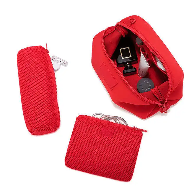 Custom Factory  Neoprene Cosmetic Bag Travel Waterproof Portable Cosmetic Neoprene Zipper Pouch Bag