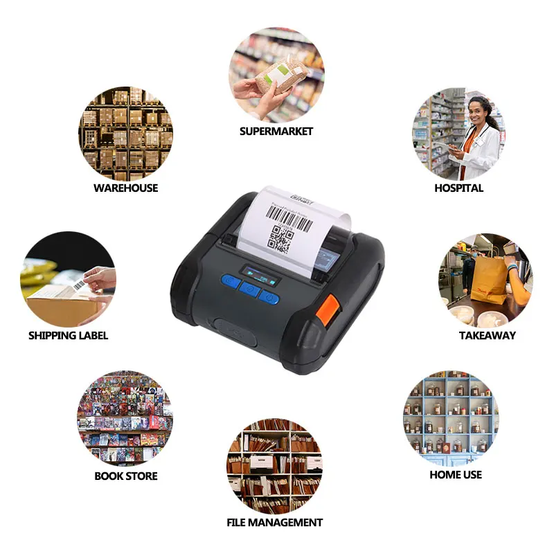 POS system mini label receipt printer impresora de etiquetas inkless barcode sticker printer