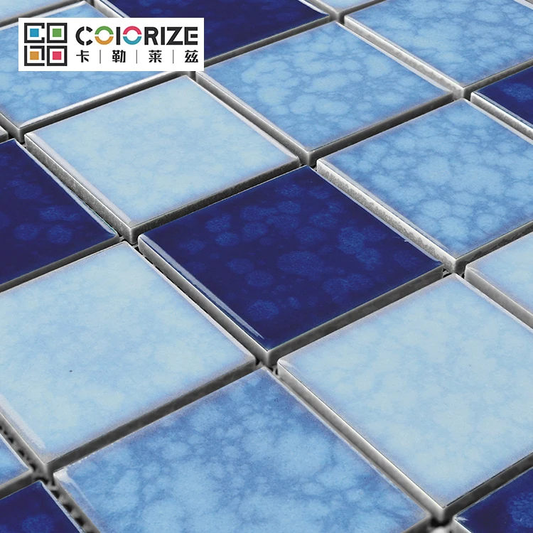 Цветная мозаичная плитка для бассейна из голубого фарфора, высокое качество, фабрика Фошань, разнообразные квадратные фарфоровые плитки для бассейна