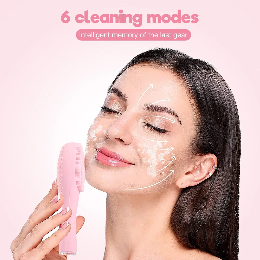 Electric Skin Massager Vibration Face Cleanser Sonic Silicone Facial Cleansing Brush