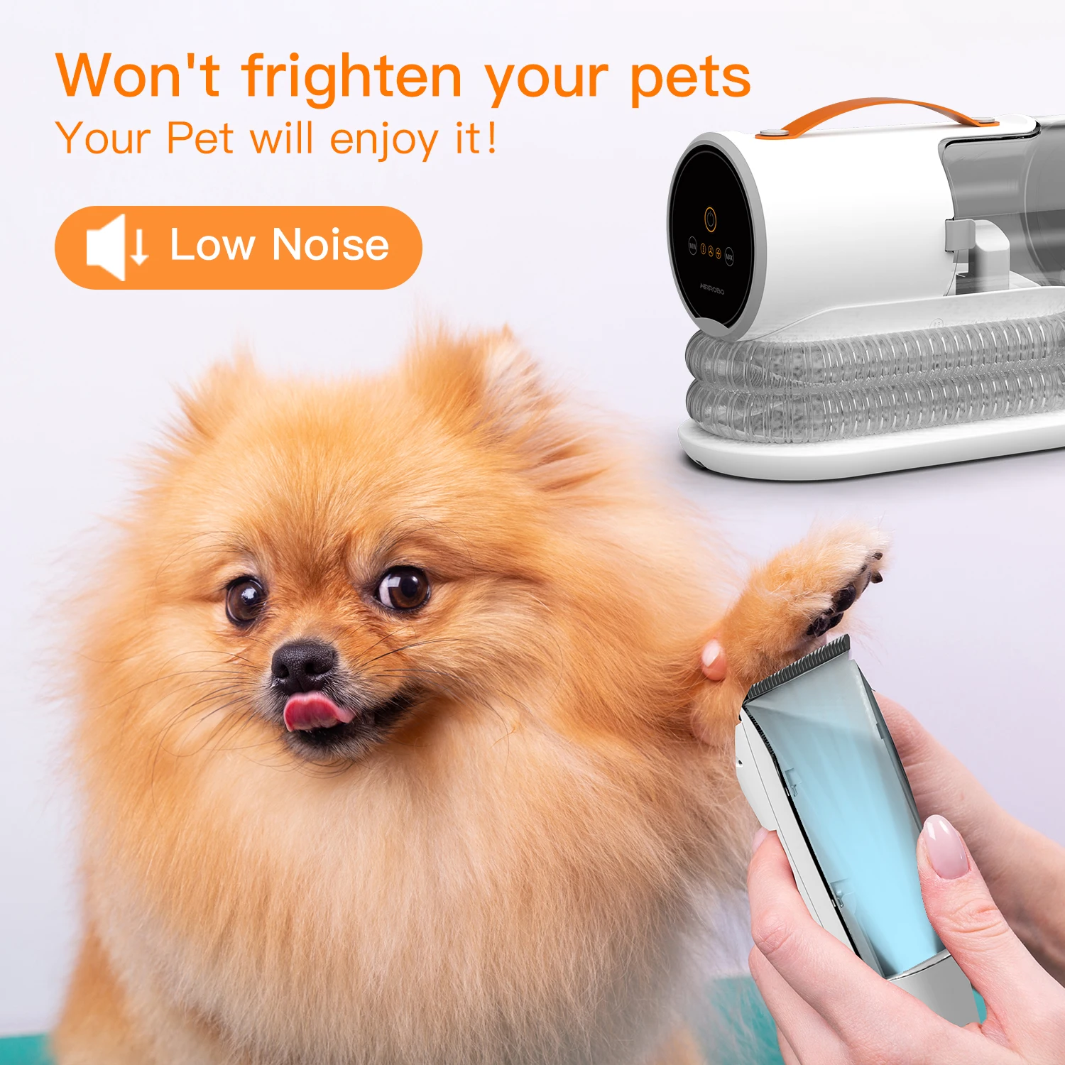 AIRROBO USA Germany Ship Pet Grooming Vacuum Dogs Cats Hair Clipper 5 in 1 Pet Grooming Kit With Comb Trimmer Cleaning Brush