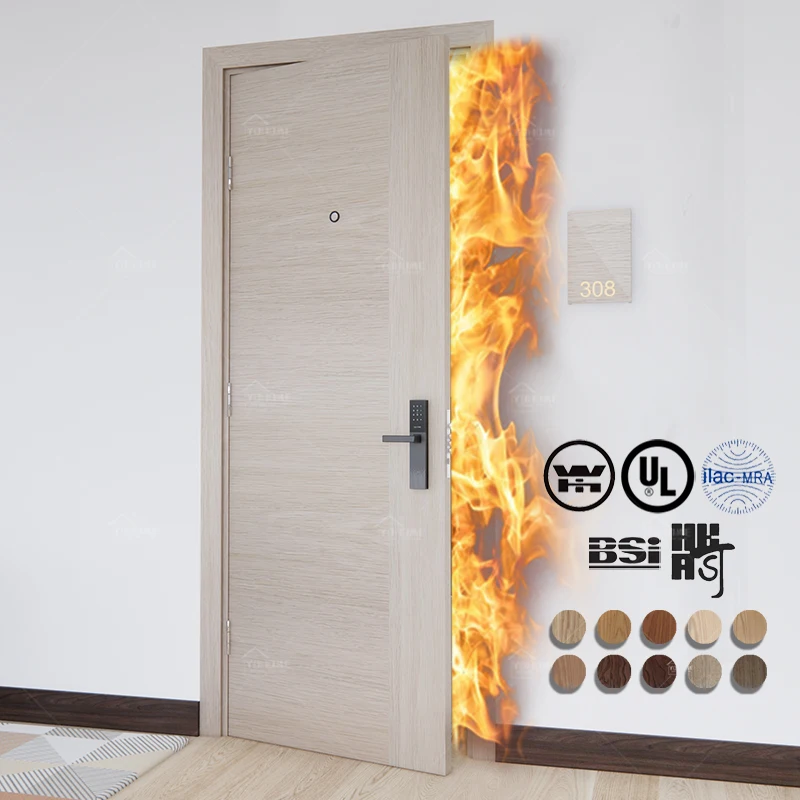 CAN / ULC S104 fire timber door European standard EN 1634-1 fire rated door British standard BS 476 fireproof hotel wood door