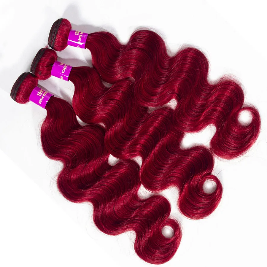 Red Human Hair Bundles Body Wave Virgin Hair With Factory Price Red Color Human Hair Extensions Ready to Ship