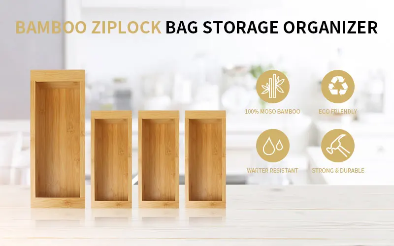Compatible Food Storage Bag Ziplock Organizer Holders Bamboo Drawer Organizer Set Accessories Stackable For Home