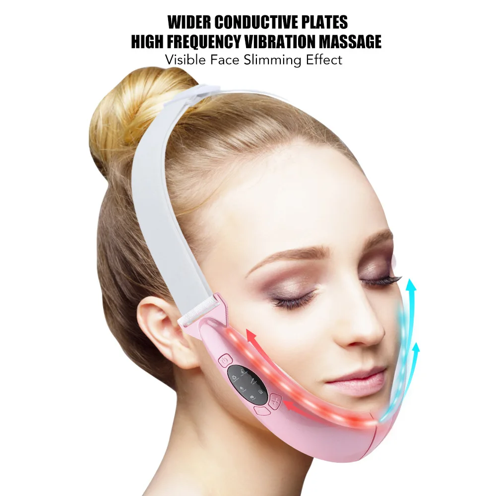 Micro current color light beauty thin face instrument intelligent voice broadcast massage hot compress pull V-shaped thin face