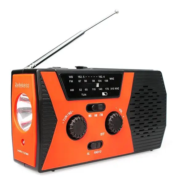 Солнечная рукоятка AM FM NOAA WB радио с 2000 мАч Power Bank фонарик и лампа для чтения