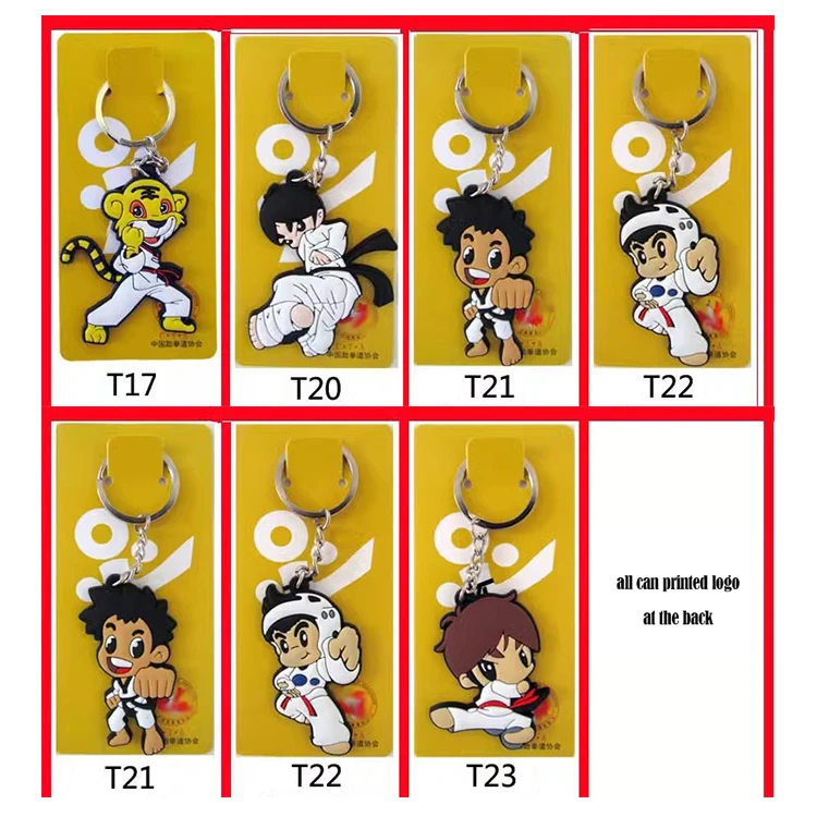 Hot sale cheap souvenir custom photo personalized key ring rubber martial arts key chain silicone PVC karate taekwondo keychain