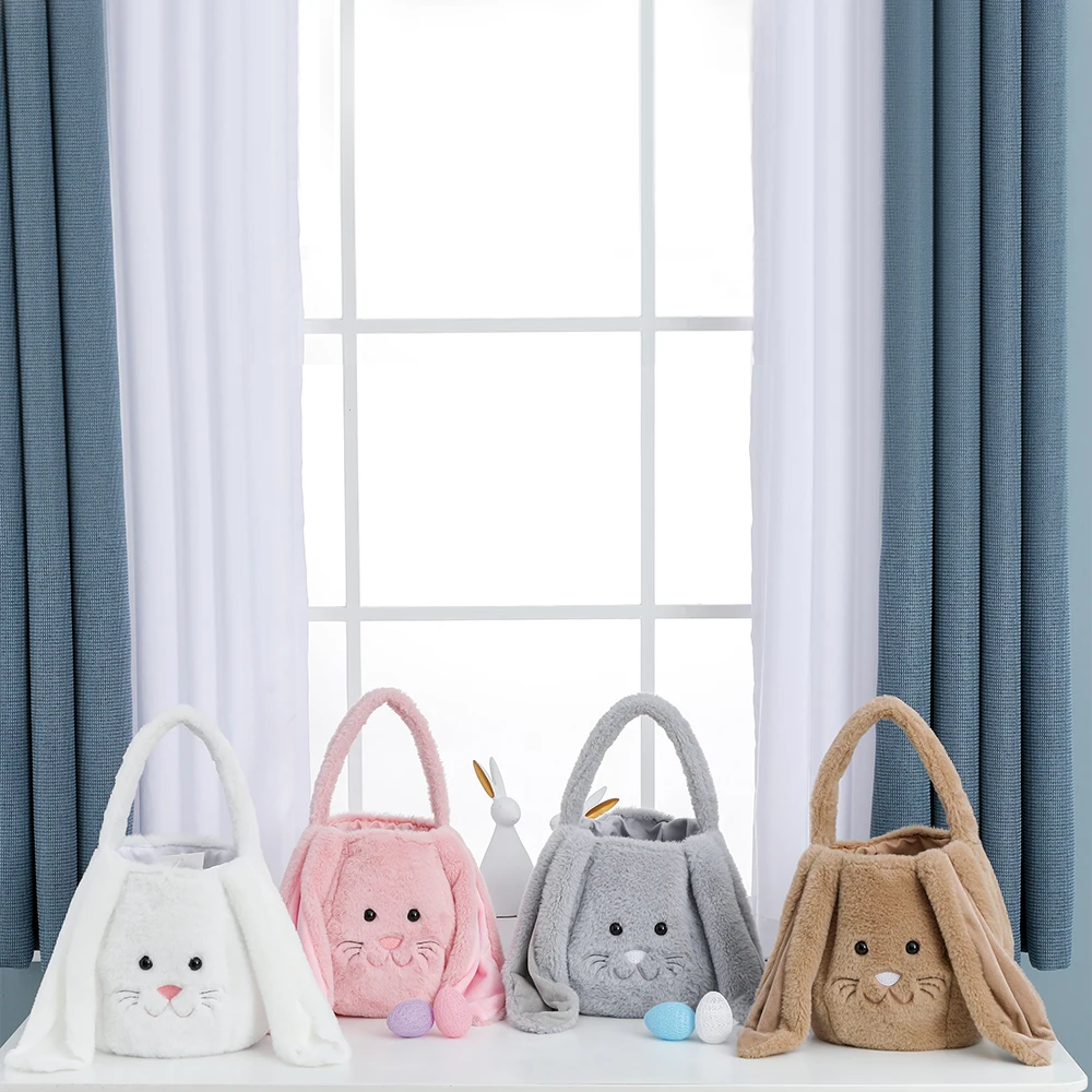 Kids Bags Girls Handbag Other Storage Shopping Tote Bag Plush Easter Bunny Basket