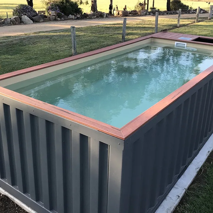 Factory customization fiberglass swimming pool in ground shipping container restaurant prefab container swimming pool 20ft 40ft