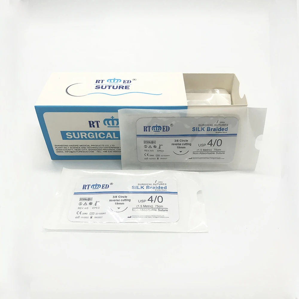 Non-absorbable sutures surgical suture silk sutures with needle