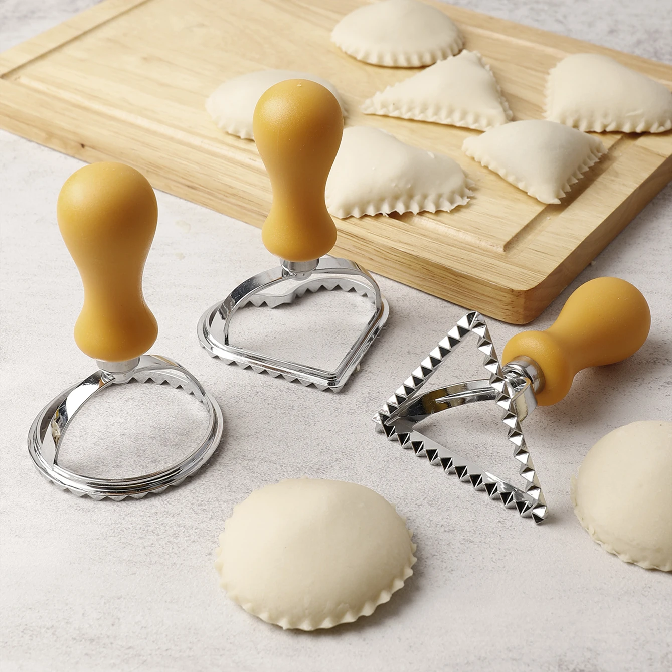 3 pcs stainless steel dumpling mold food grade non stick round triangle heart shape dumpling maker