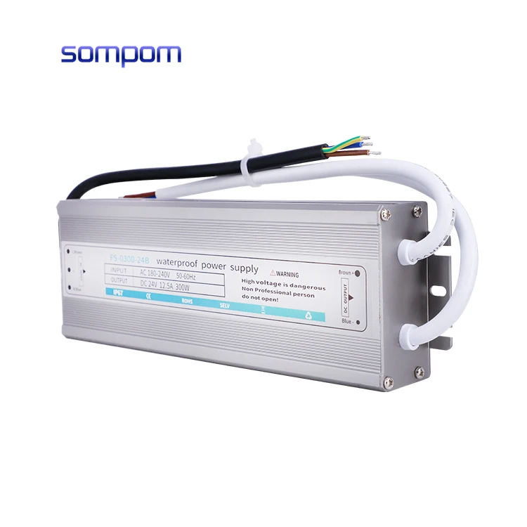 SOMPOM уличный DC 24V 12.5A 300WIP67 Водонепроницаемый 60W 100W 150W 200W 300W 400W импульсный источник