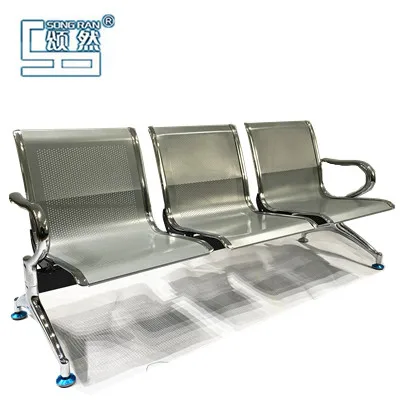Office Steel Waiting Chair. Luxury Gang Chair, Vinyl Upholstered Waiting Room Chairs