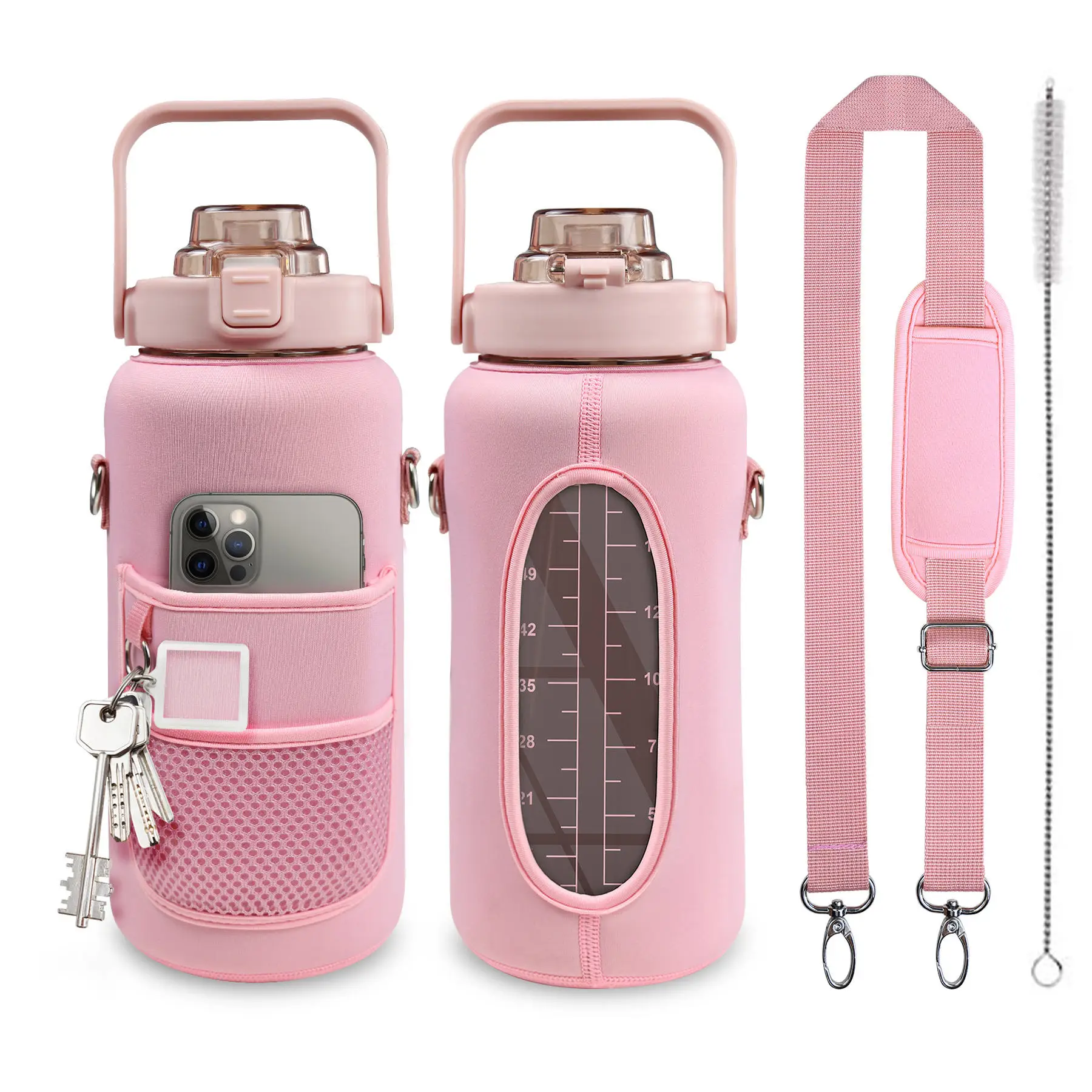 Gallon Water Bottle With Time Marker 1/2 Jug Motivational Water Bottle Big Reusable Water Bottle