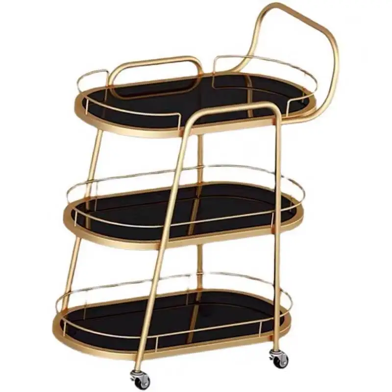  Modern style kitchen three-tier metal trolley Nordic food shopping Luxury household cosmetic with