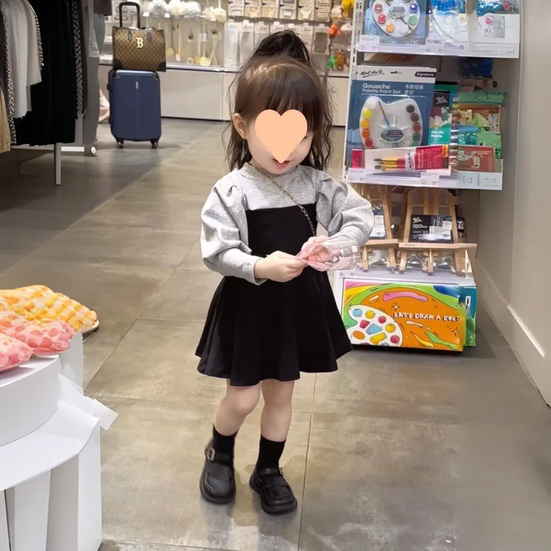 1 year baby beautiful girls trendy black children vintage fall casual a line korean style dresses long sleeve white