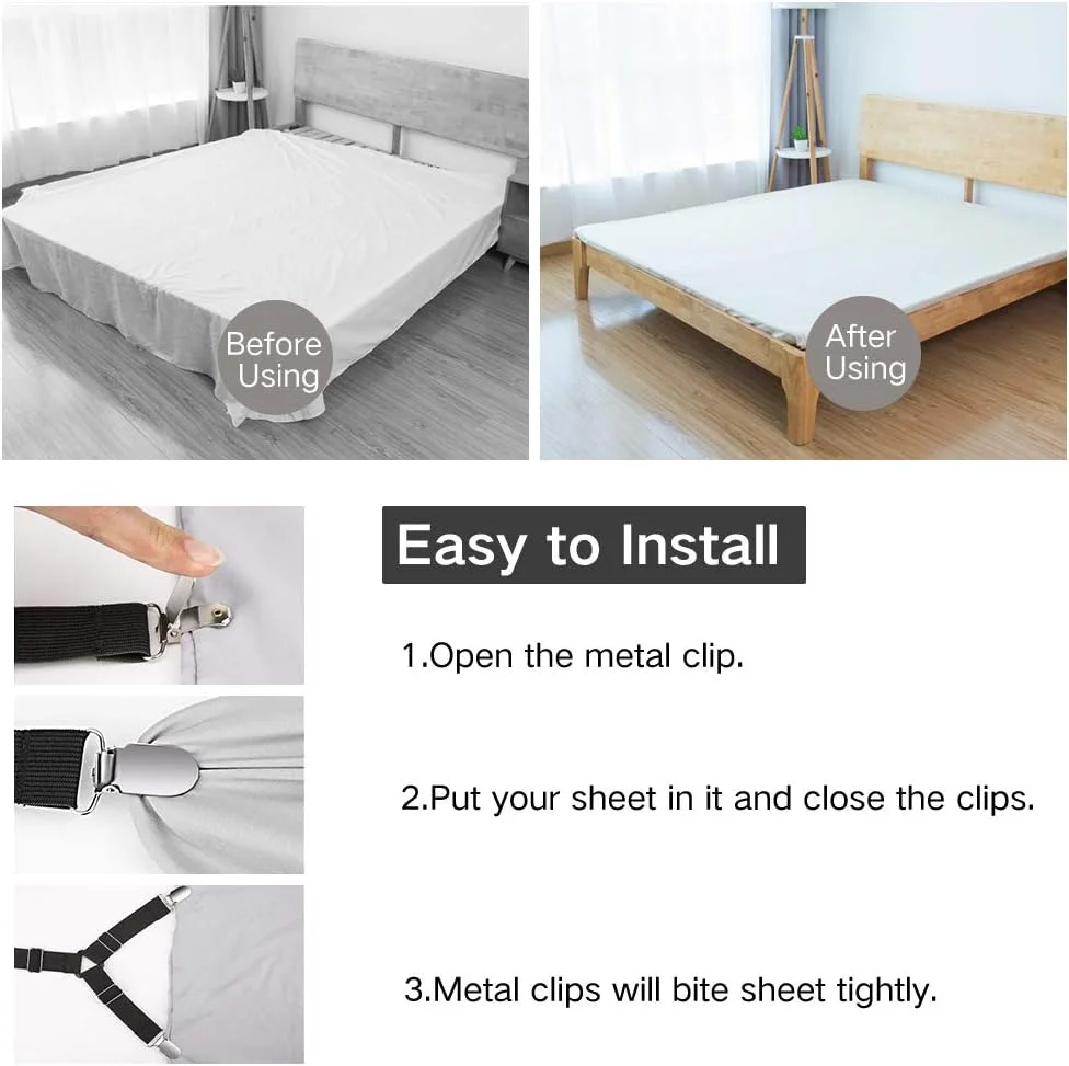 Wholesale High Quality 2Pcs Elastic Bed Sheet Holder Corner Strap Sofa Bed Bands Grippers Bedsheet Fastener Clip