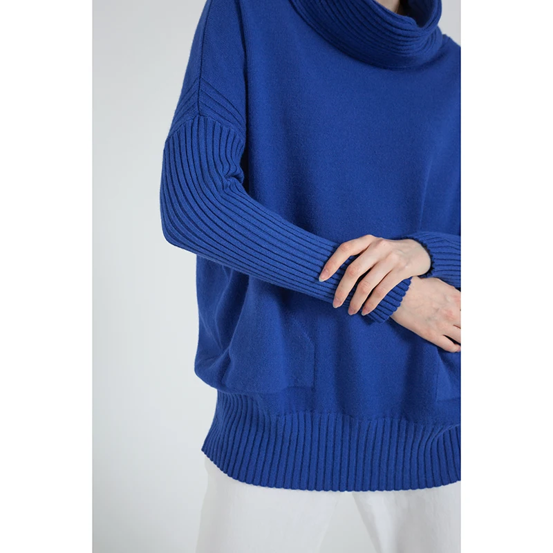 Изготовленный На Заказ пуловер с длинным рукавом и высоким воротником Женский вязаный свитер для девочек