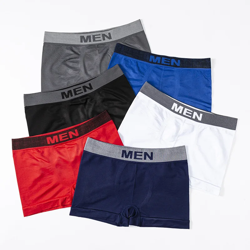 Wholesale in stock ready to ship classic polyester shorts seamless men boxer briefs seamfree trunk underwear for men
