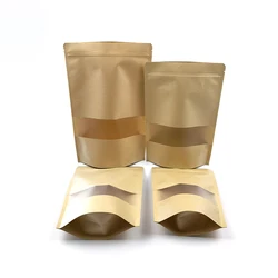 One Side Clear Transparent Kraft Paper Ziplock Stand Up Paper Pouch With Zipper Wholesale Price