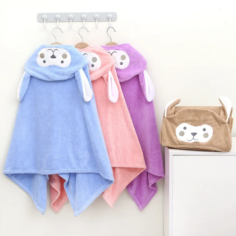 Kids Cartoon Pattern Baby Hooded Bathrobe Baby Comforter Towel Microfiber Newborn Bath Towel Baby Comforter Towel