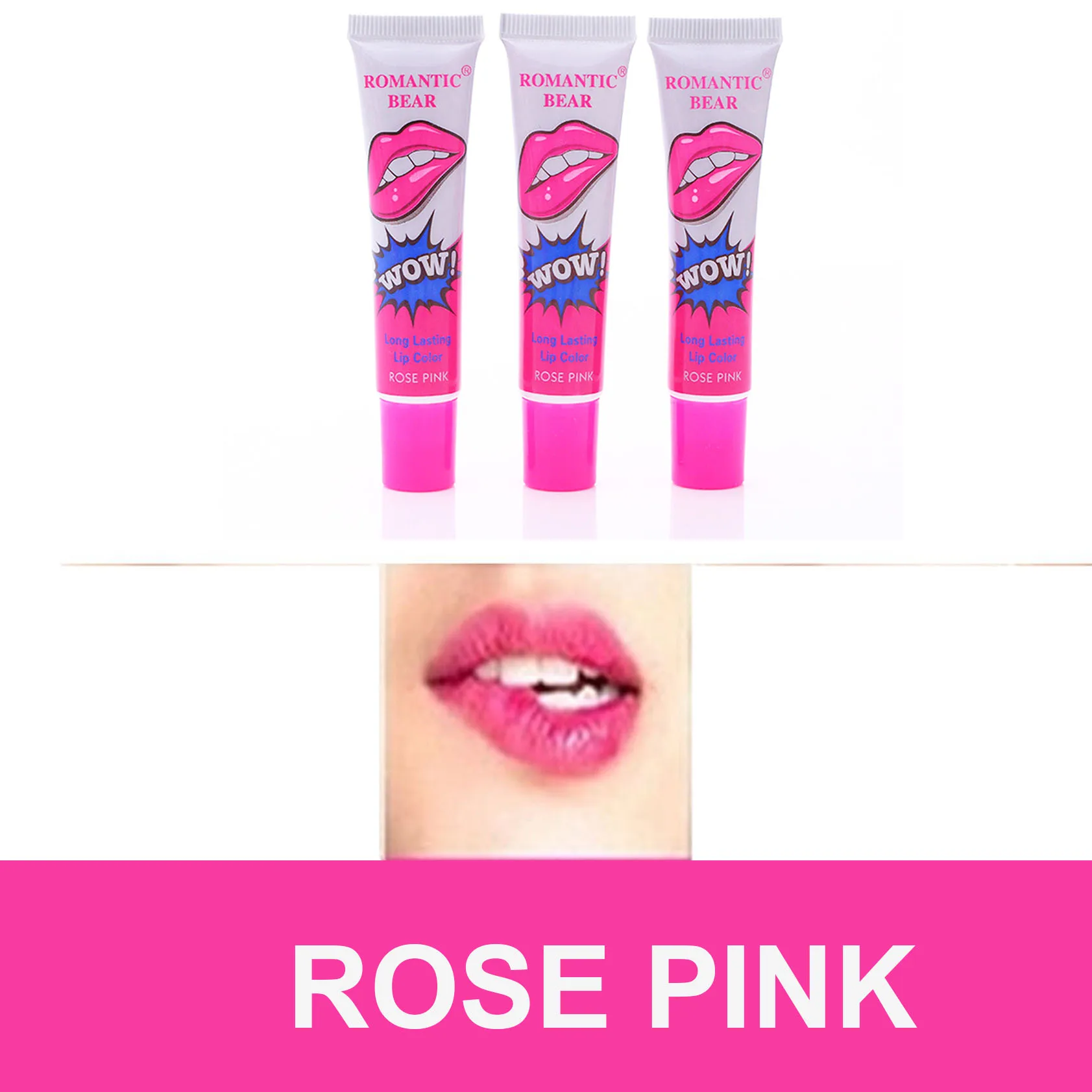 Ready To Ship 6 colors Vegan Matte Romantic bear peel off lip tattoo  WOW Lipstick