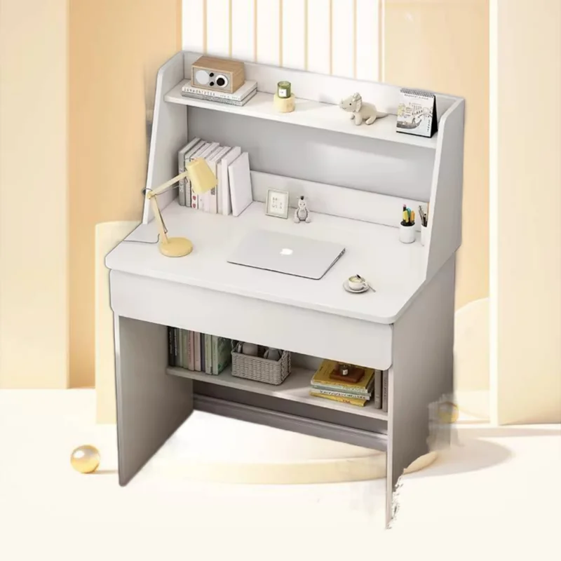 Белый компьютерный стол деревянный для кабинета с полкой книжная полка дома офисная мебель