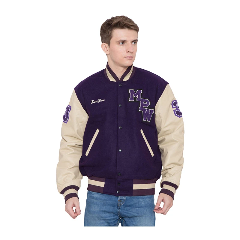 Wholesale custom logo baseball bomber mens letterman casaco veste jacke giacca varsity jacket