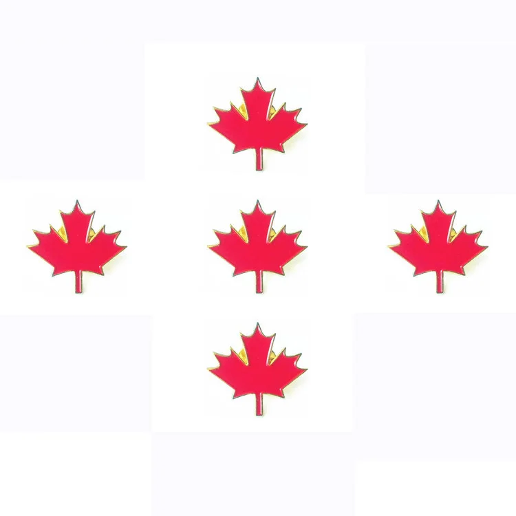Soft Hard Enamel Canada Red Maple Leaf Metal Lapel Pins Gold Plated Butterfly Clutch Badge Shirt Pins