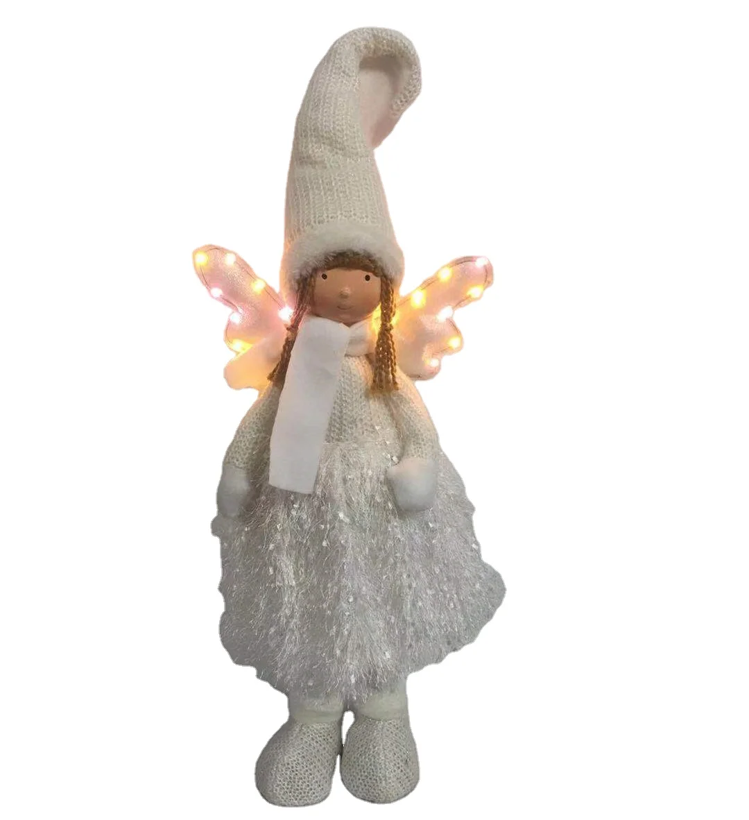 LED light angel girls Wide Varieties 2022 Christmas standing doll desk ornaments girl toys fabric hats angel