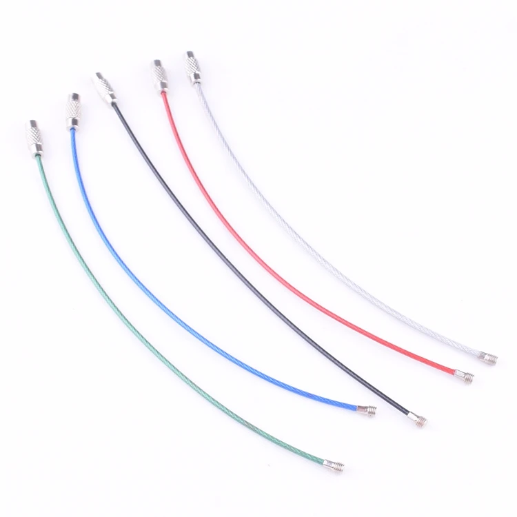 black stainless steel cable wire key ring loop keychain