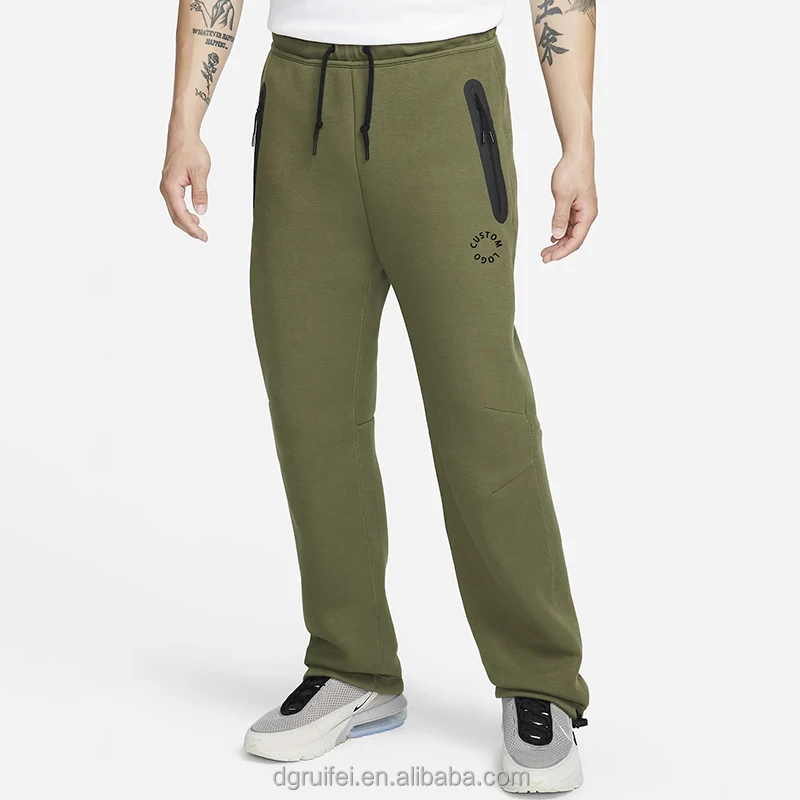 Custom Logo Men Oversized Utility Joggers Track Pants Straight Leg Sportswear Tech Fleece Sweatpants Zipper Pockets