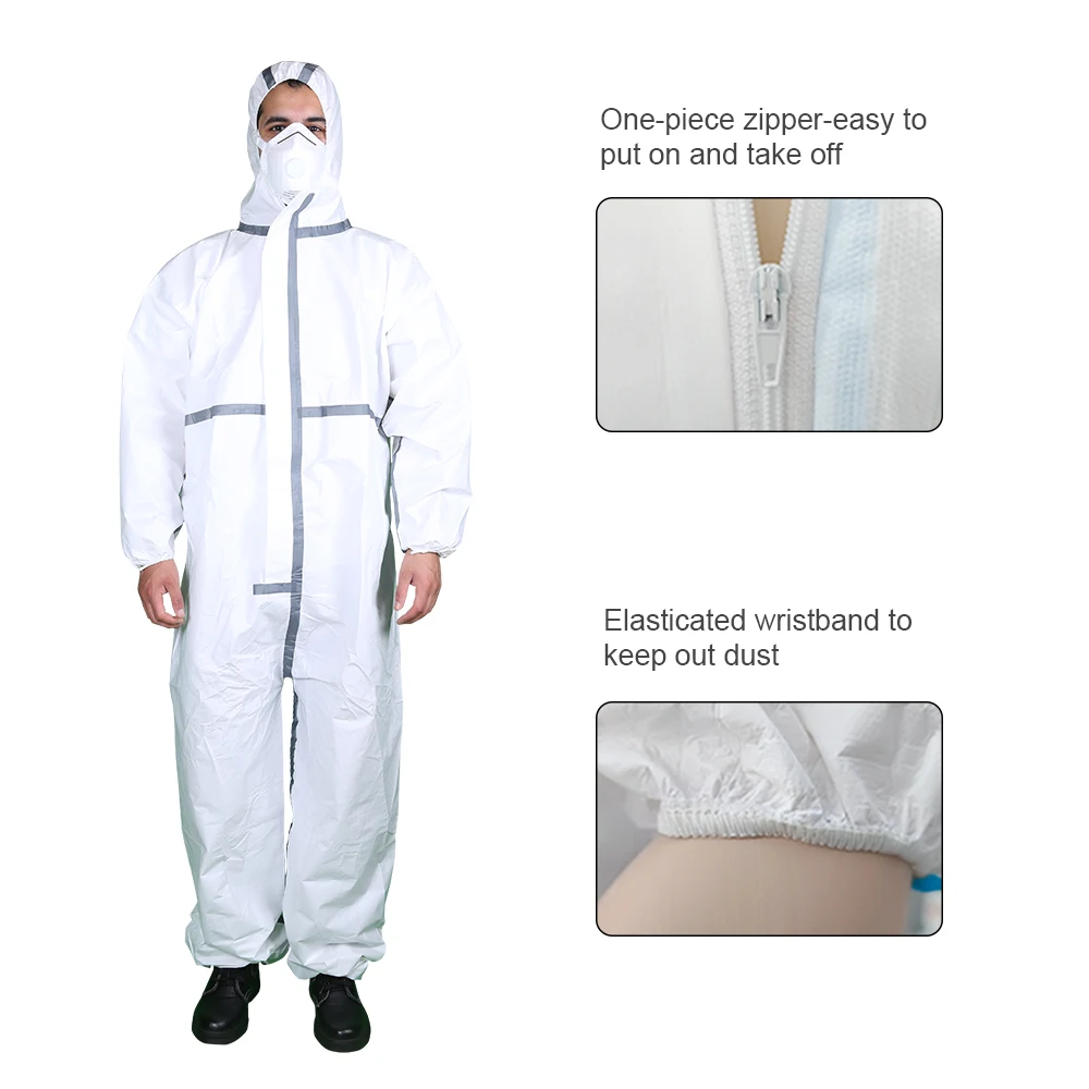 Manufacturer Cat III Type 4/5/6 Coverall Suit Disposable Microporous Film Laminate Chemical Protective Overalls Custom Design