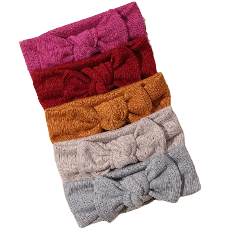 LRTOU New Arrival Nylon Fabric Elastic Baby Hair Bow Hairband Wholesale Cute Solid color Turban Baby Kids Girl Hair Accessories