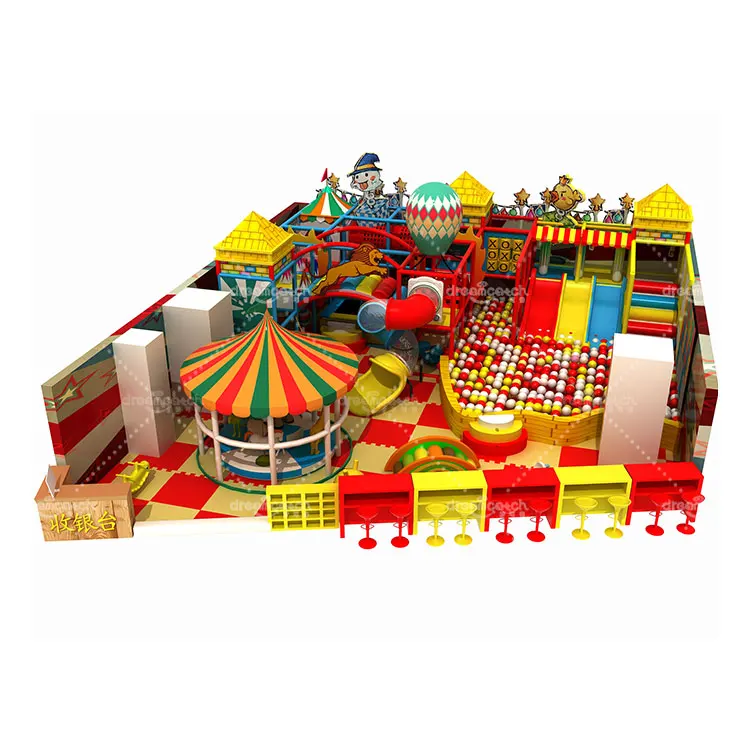 Commercial children small wood party center toys slide soft play equipment indoor kids playground