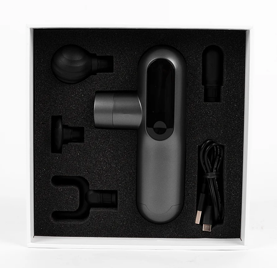 New electric small case 24v fascia mini muscle massage gun usb/ typ-c vibration Lcd Led touch screen massager for athletes