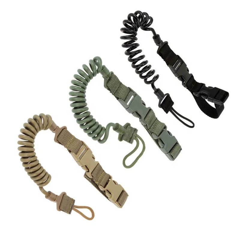 Tactical Elastic Spring Lanyard Sling with Buckle Nylon Sling Belt for Hunting