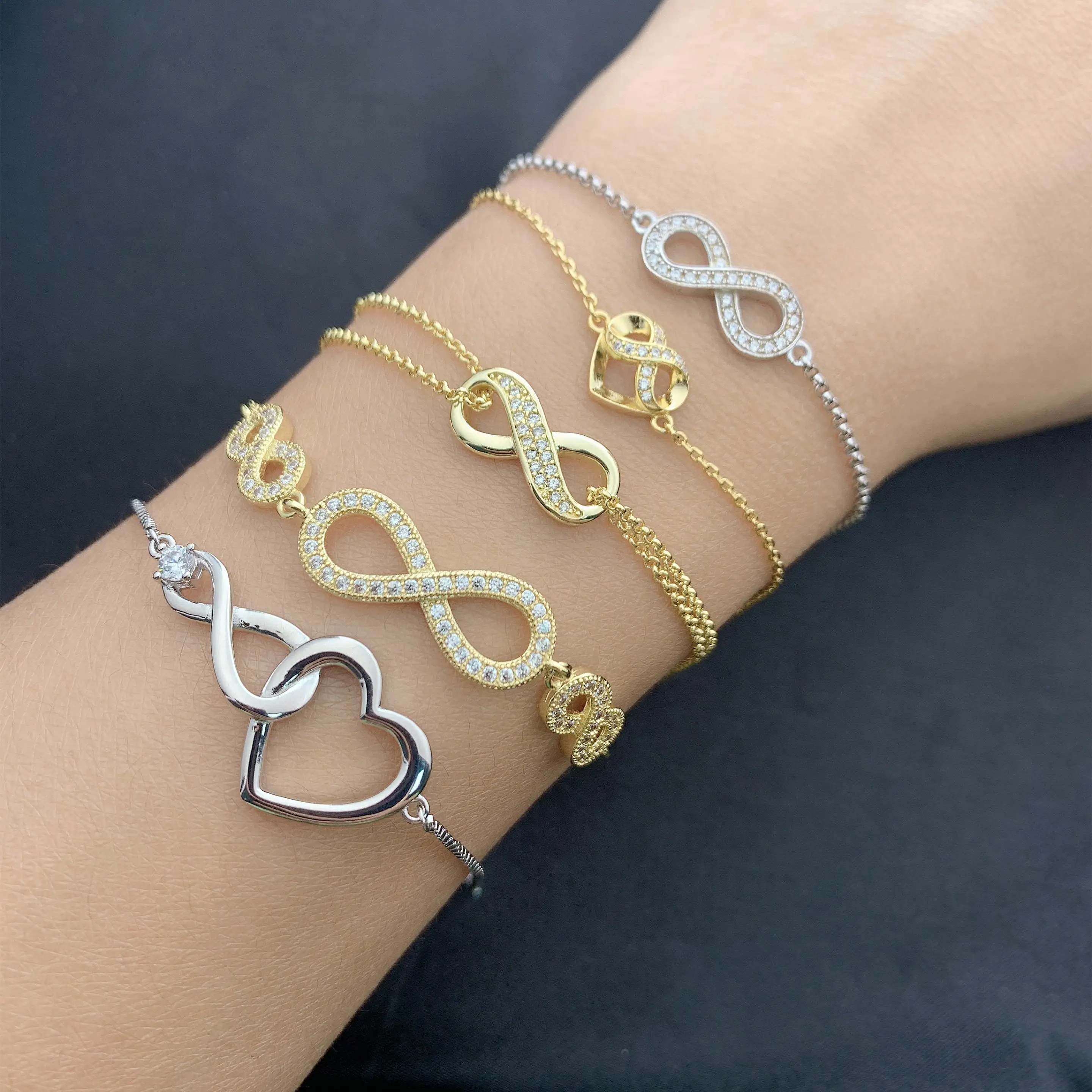 Daidan Bracelet Infinite Infinity Bracelet 925 Sterling Silver Custom Zircon Lover Infinity Charm Bracelet