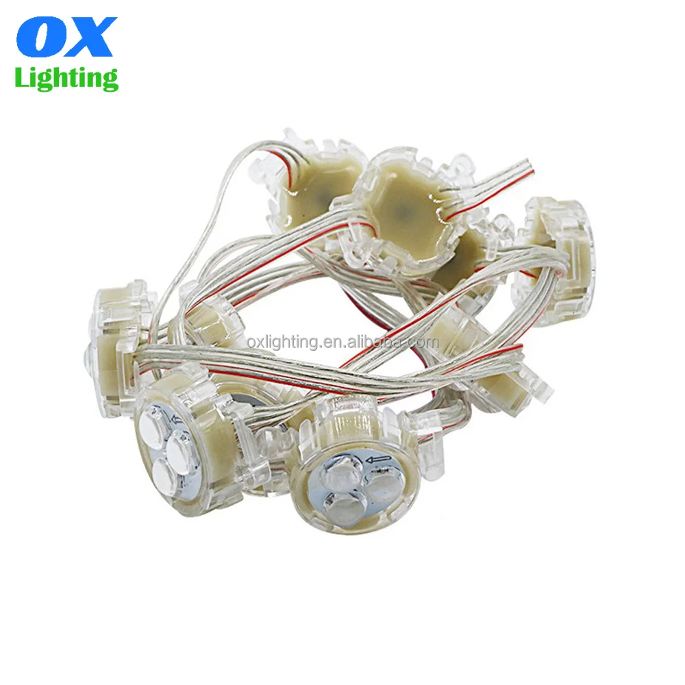 Permanent IP68 Ws2811  Digital Programmable Addressable DMX RGB RGBIC 30mm RGBW Pixel Led Dot String Facade Module Point Light