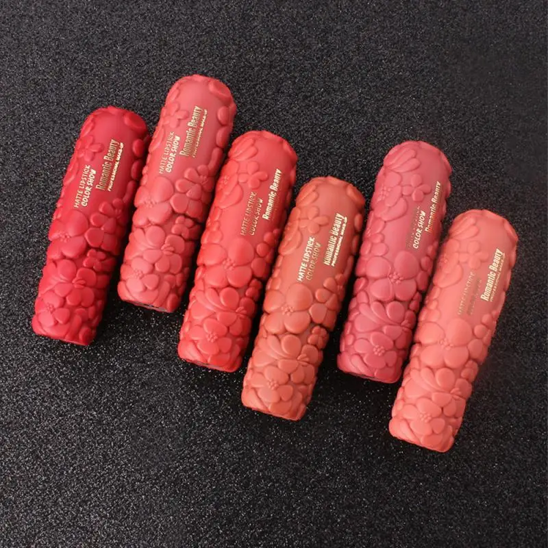 Hot 6 Color Petal-style Lipstick Matte Lipstick Lips Makeup Cosmetics Romantic Beauty Waterproof Lipstick