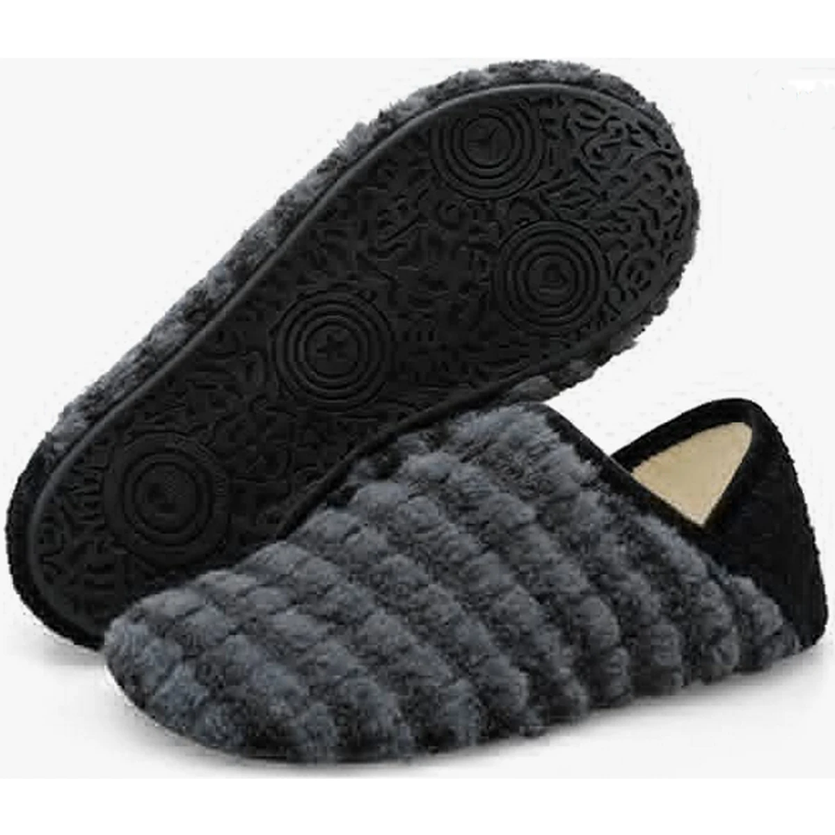 Mens Slippers with Rubber Sole Soft-Lightweight House Slipper Socks Around House Shoes Non Slip Indoor/Outdoor