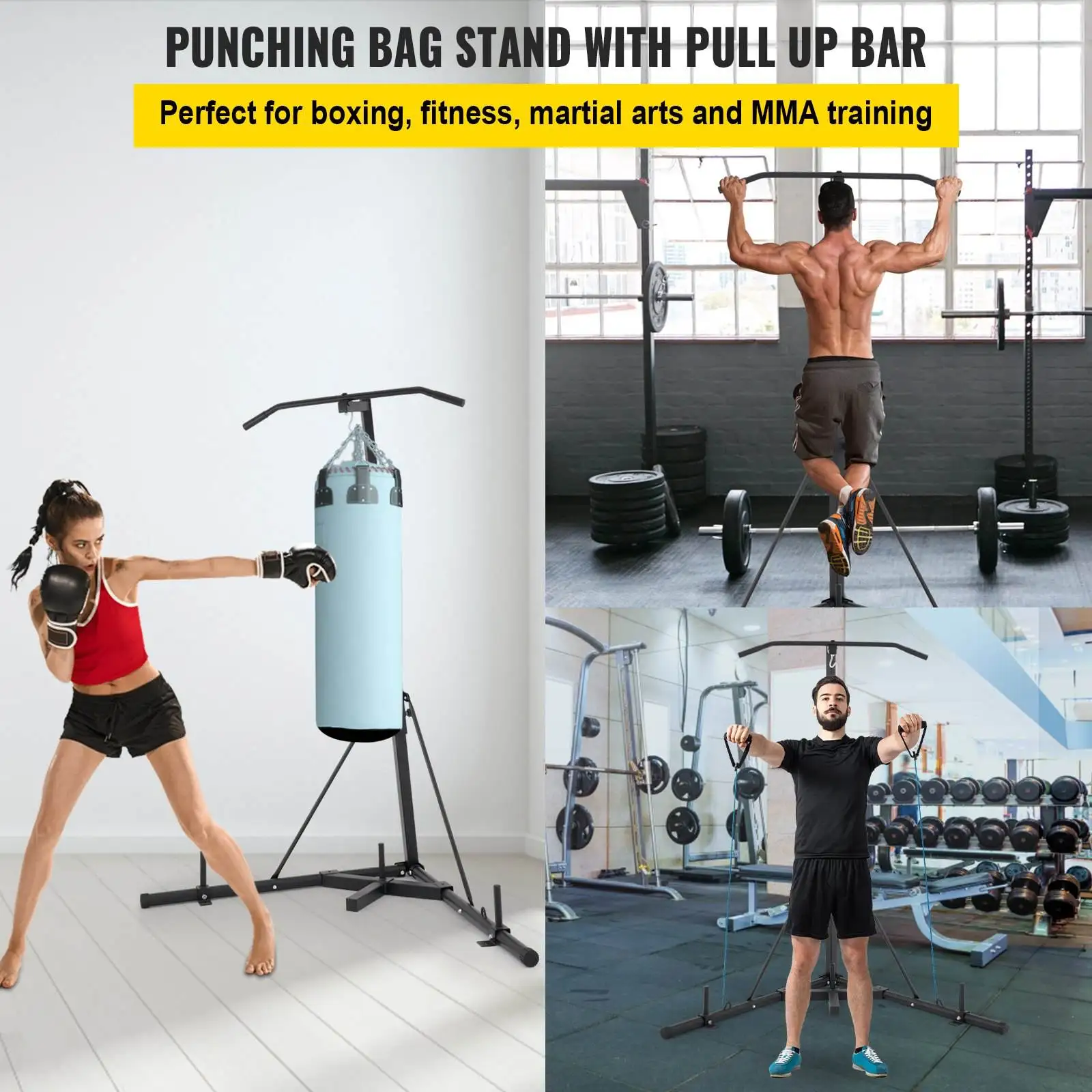 Boxing Sandbag Rack Stand Punching Bag Speedball And Platform Box Stand Workout Equipment With Steel Frame