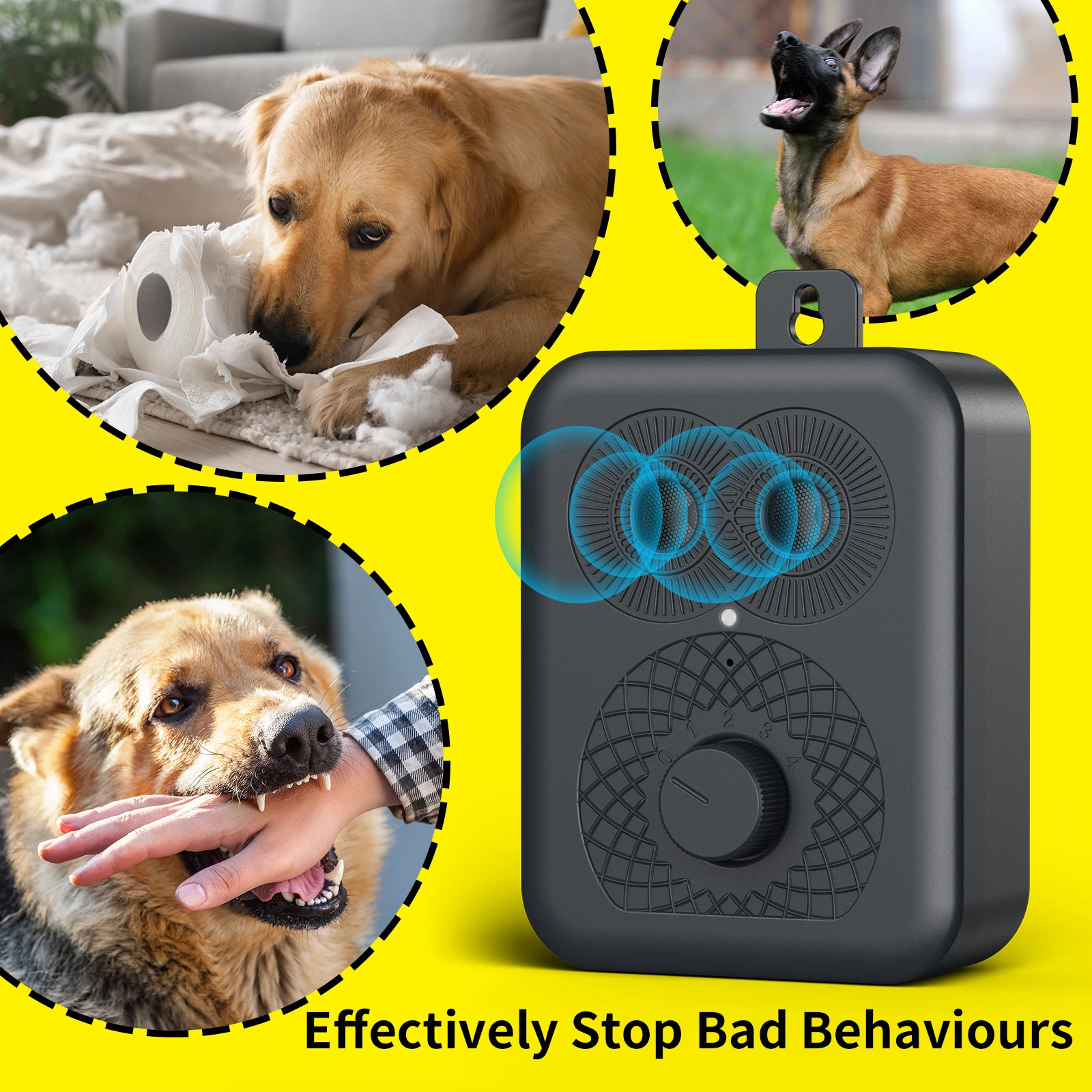 2024 New Type C Rechargeable Ultrasonic Dog Bark Control Device 4-Mode Anti-Barking Sonic Bark Box Deterrent