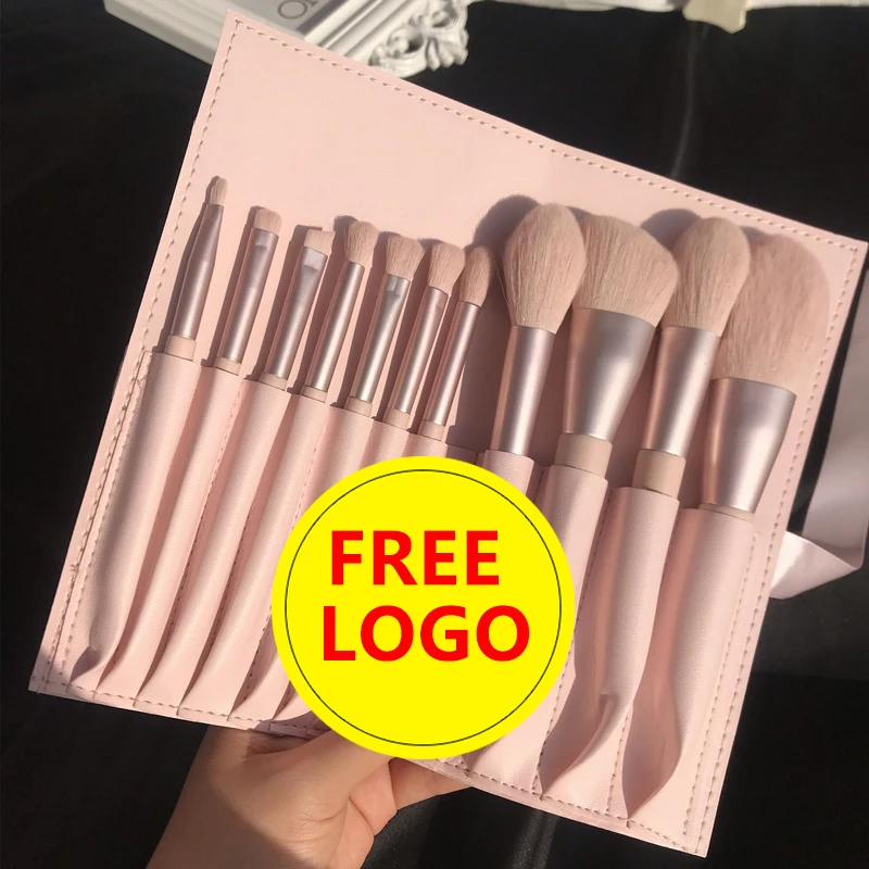 2021 High Quality Vegan Cruelty free Private Label Pink 11pcs makeup brushes set