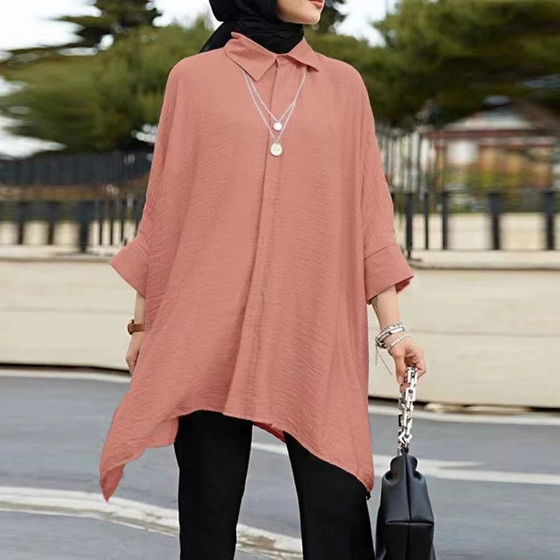New Long Sleeve Loose Muslim Shirts Casual Plus Size Muslim Shirts For Women