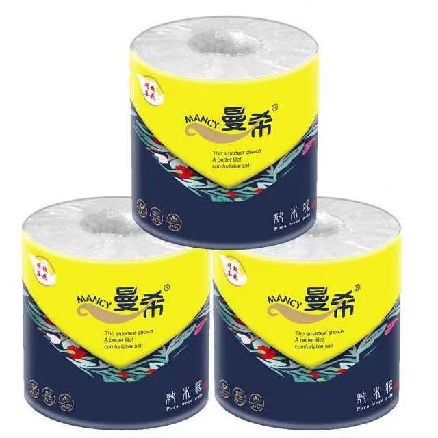 3/ 4 ply pure white toilet tissue paper Soft roll paper bathroom tissue