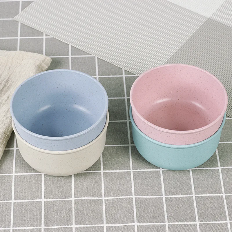 Modern Small Plastic Paper PP Wheat Straw Soup Rice Bowl Set round Square Pattern Serving Bowls for Ramen Dessert PC Material